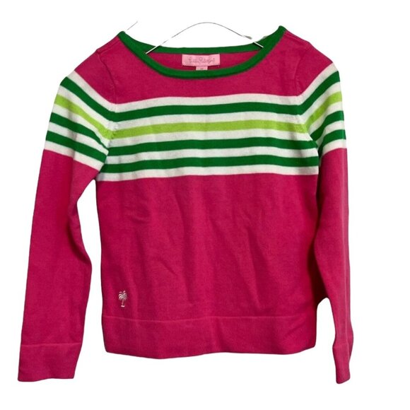 Lilly Pulitzer Other - Lilly Pulitzer Mini Maria Pullover Sweater Girls Capri Pink Worth Stripe Size M